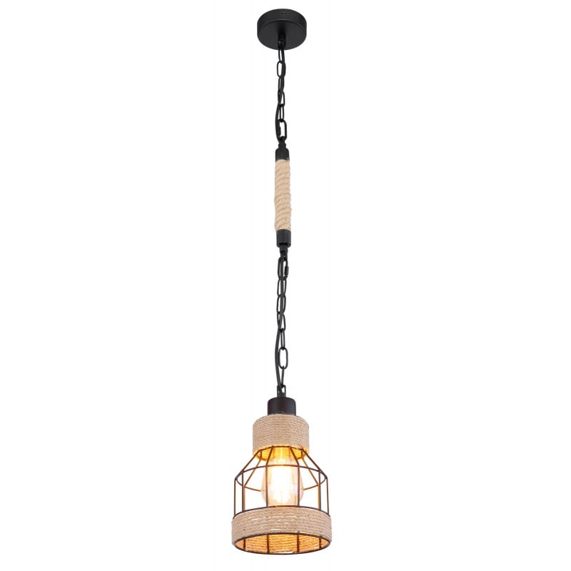 Pendul Halia 15674H, 1xE27, natural+negru mat, IP20, Globo