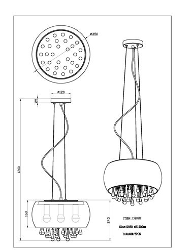 Pendul Kalla 15809H, 1xE14, crom, IP20, Globo