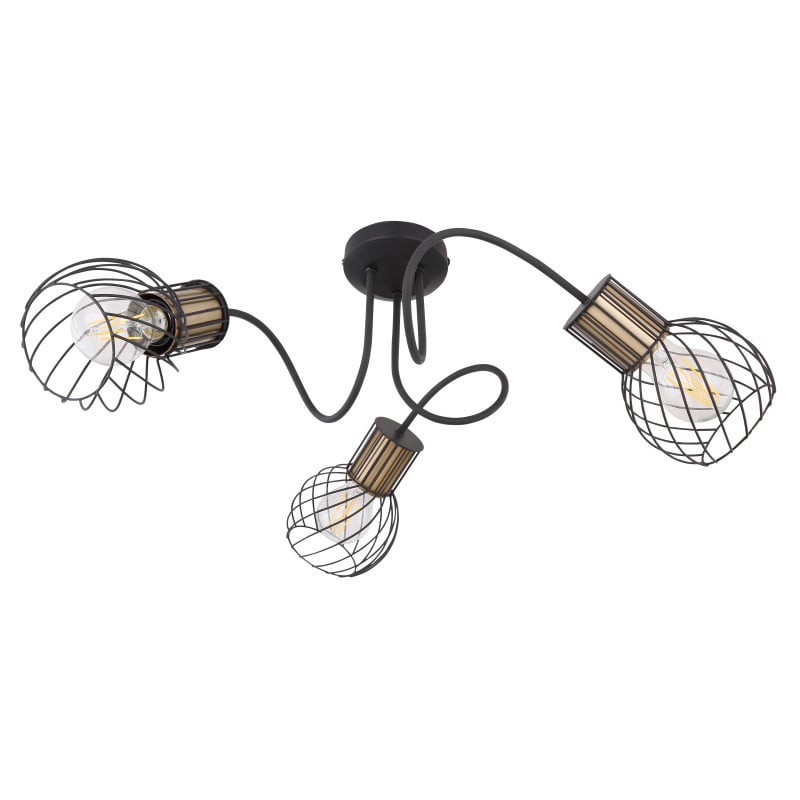 Plafoniera Argusto 54013-3, 3xE27, neagra mata+aurie, IP20, Globo Lighting - 2 | YEO