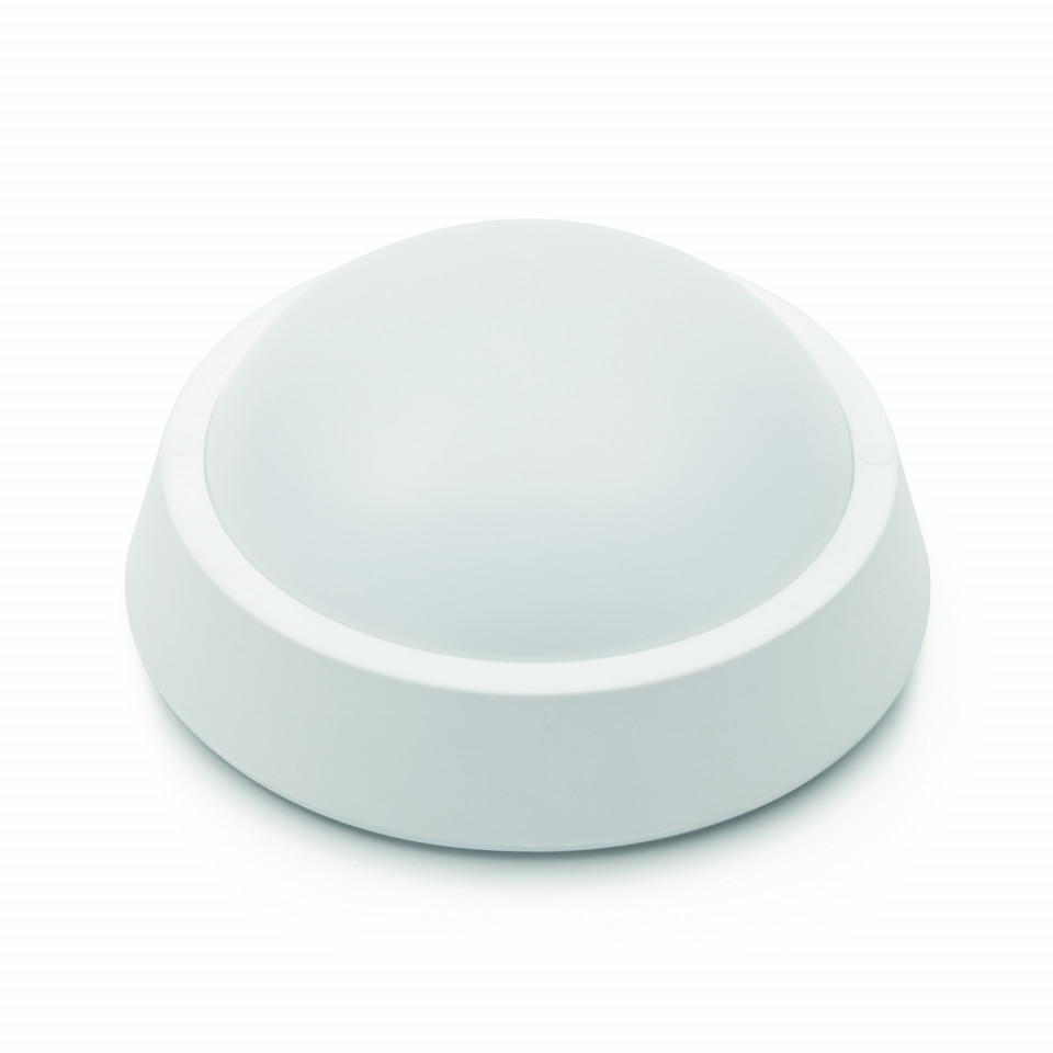 Plafoniera LED cu kit de emergenta 3 ore, 13W, 1050lm, lumina calda, IP65, alba, Optonica