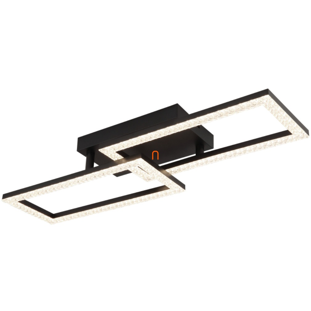 Plafoniera LED dreptunghiulara Sapena, 20W, 1640lm, lumina neutra (4000K), IP20, negru/opal/cristale, Globo Lighting