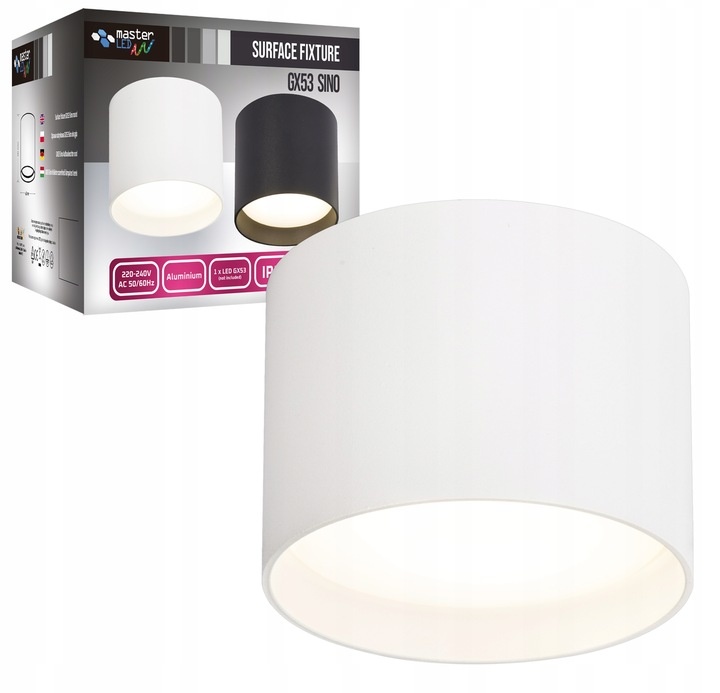 Plafoniera rotunda, GX53, 82x60mm, alba, Masterled