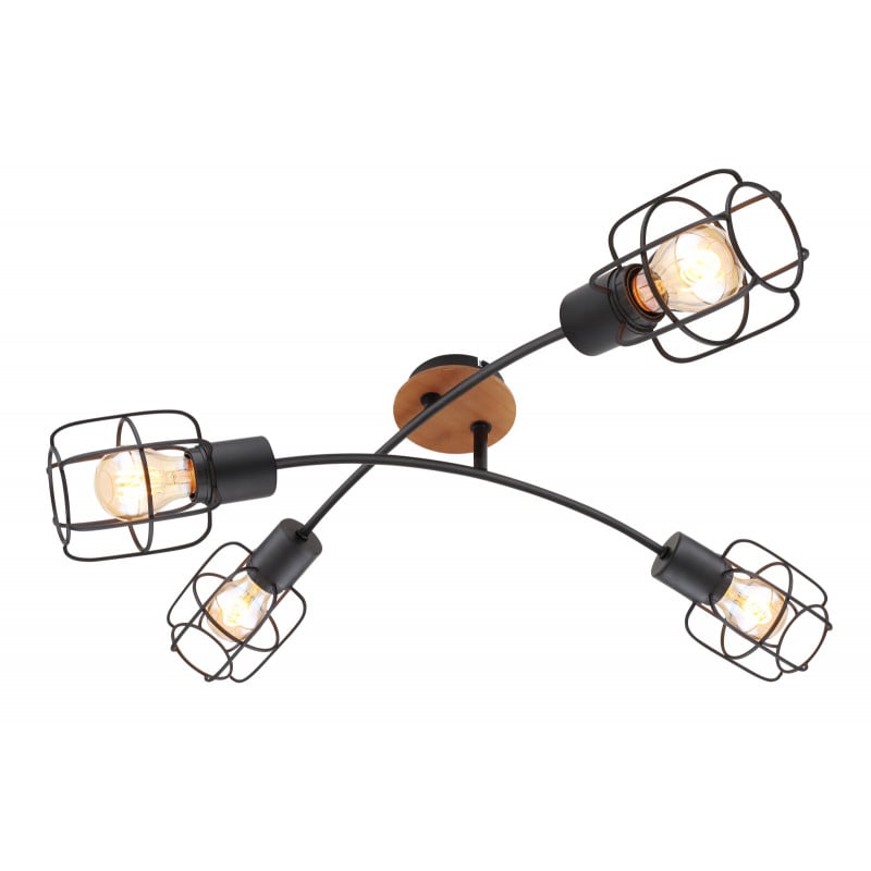 Plafoniera Willa 54037-4D, 4xE27, neagra+maro, IP20, Globo Lighting