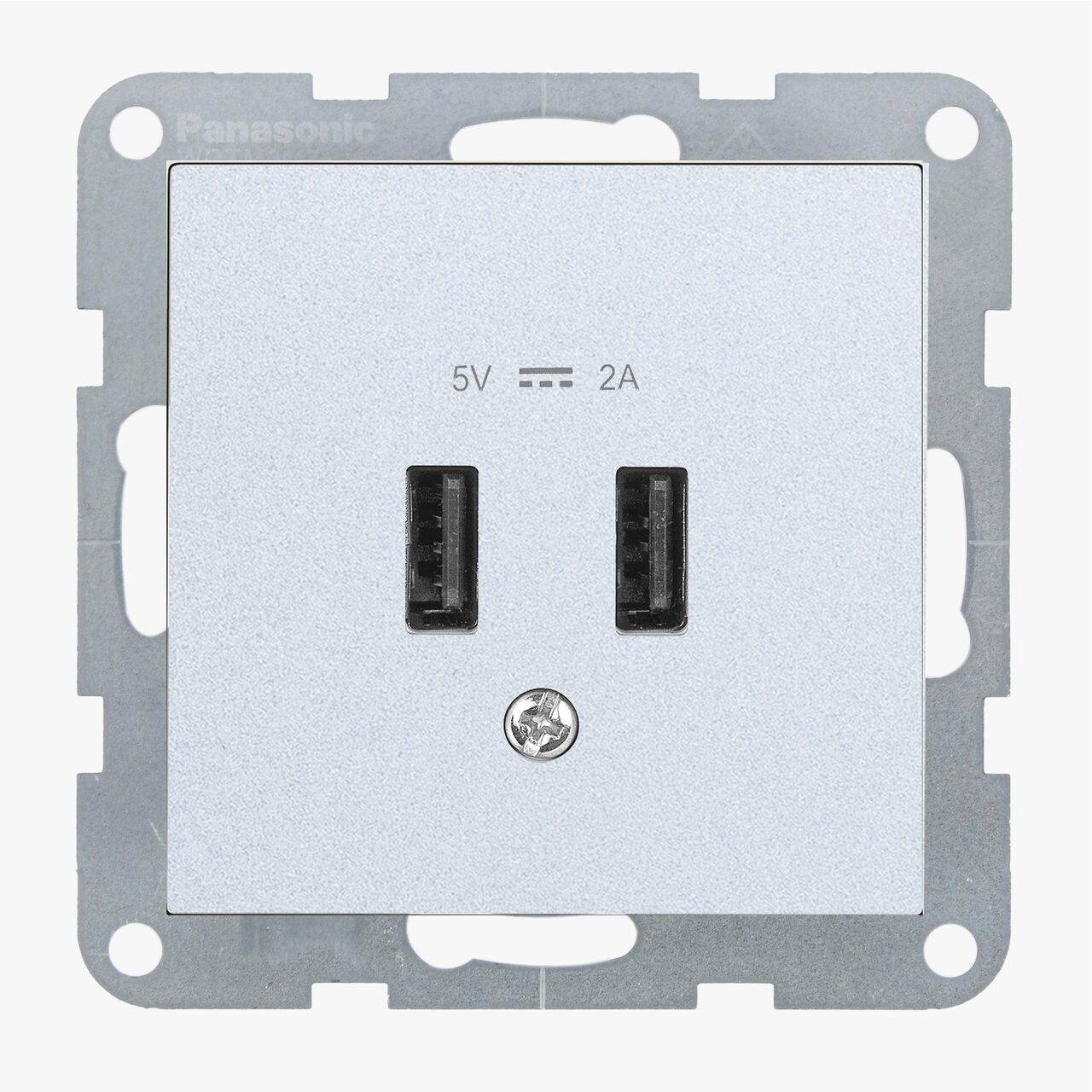 Priza dubla USB A 5V 2A, IP20, Argintiu, Panasonic Karre Plus 55