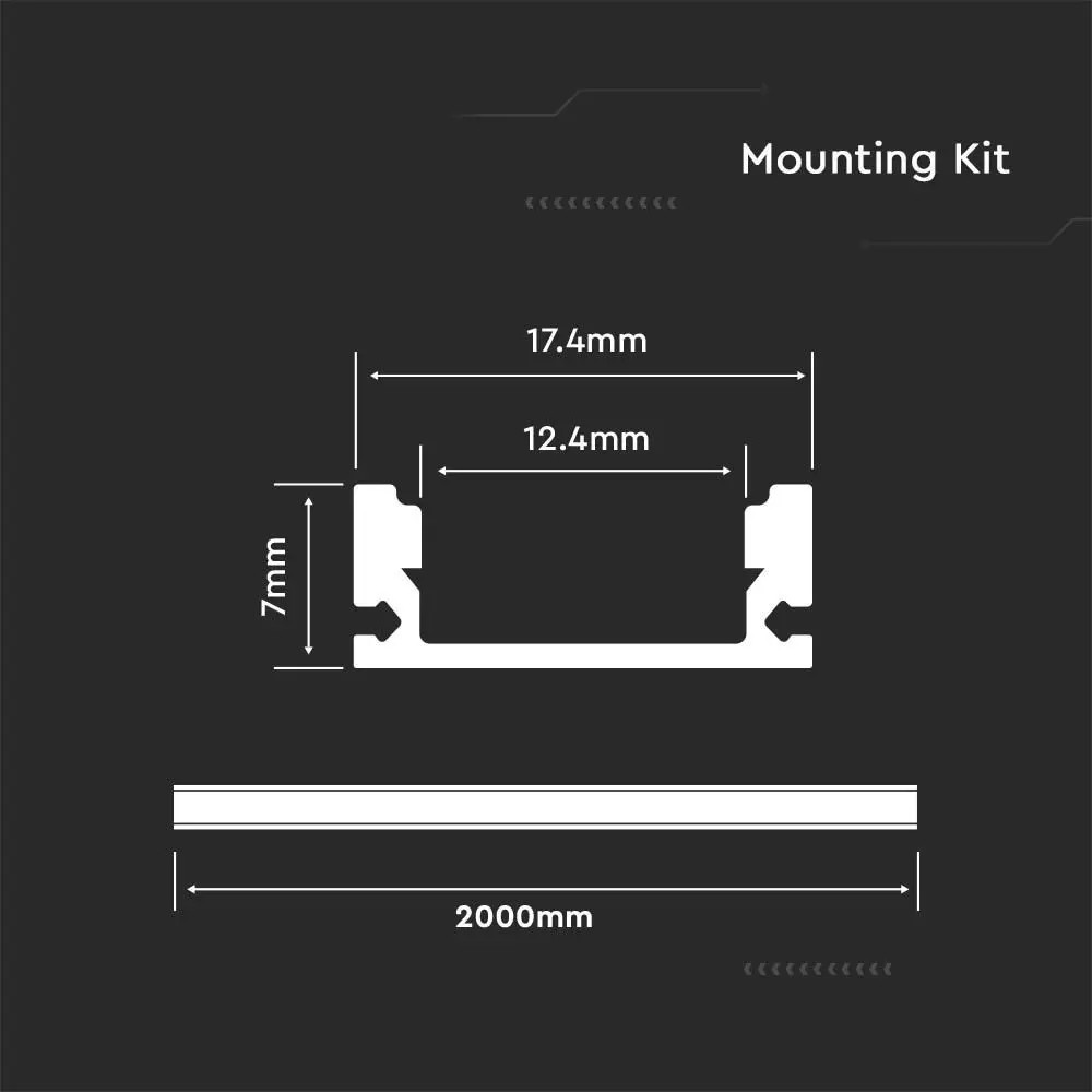 Profil Banda LED, Aplicat (PT), fara Margine, Aluminiu + Alb Mat, 2m