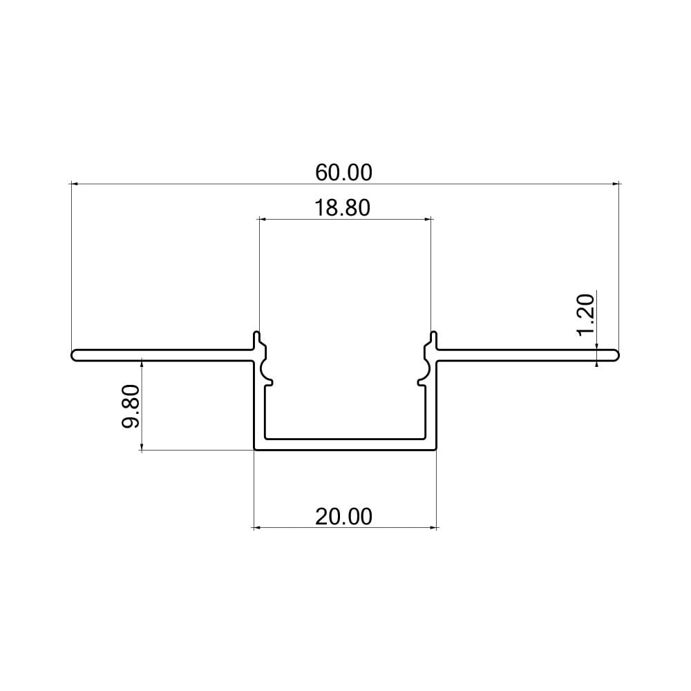 Profil Banda LED Braytron, Incastrat (ST), pentru Rigips, Aluminiu + Alb Mat, 2m