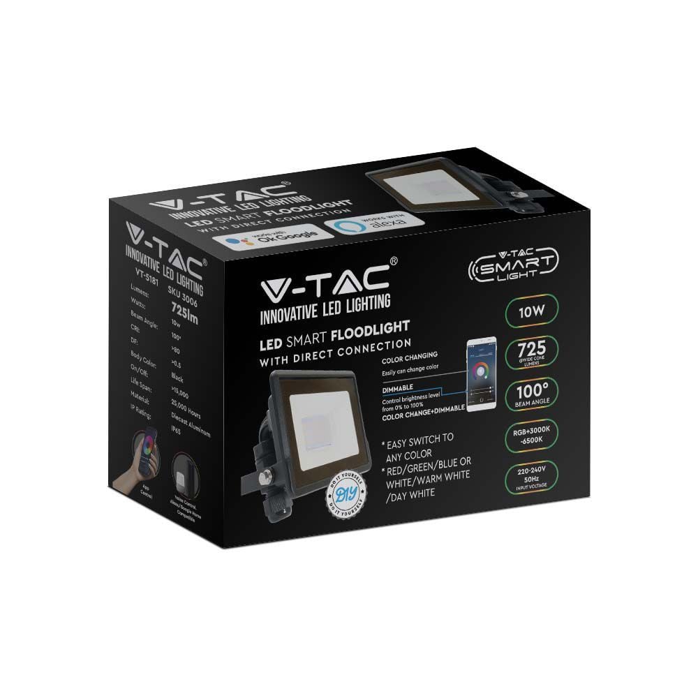 Reflector LED Smart 10W V-TAC, RGB+CCT(3000-6500 K), compatibil Alexa si Google - 3 | YEO