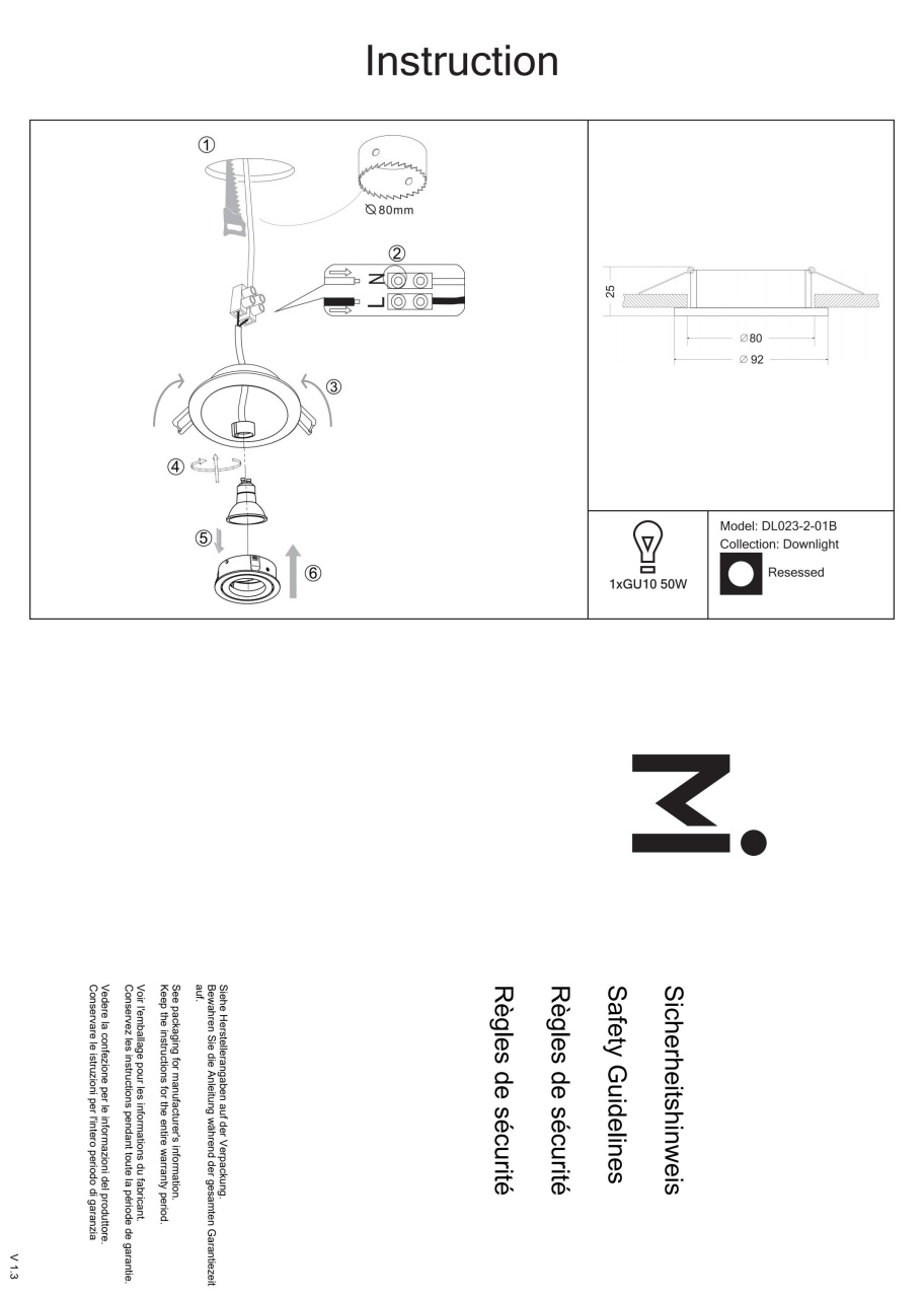 Spot Atom DL023-2-01B, incastrat, 1xGU10, negru, IP20, Maytoni - 3 | YEO