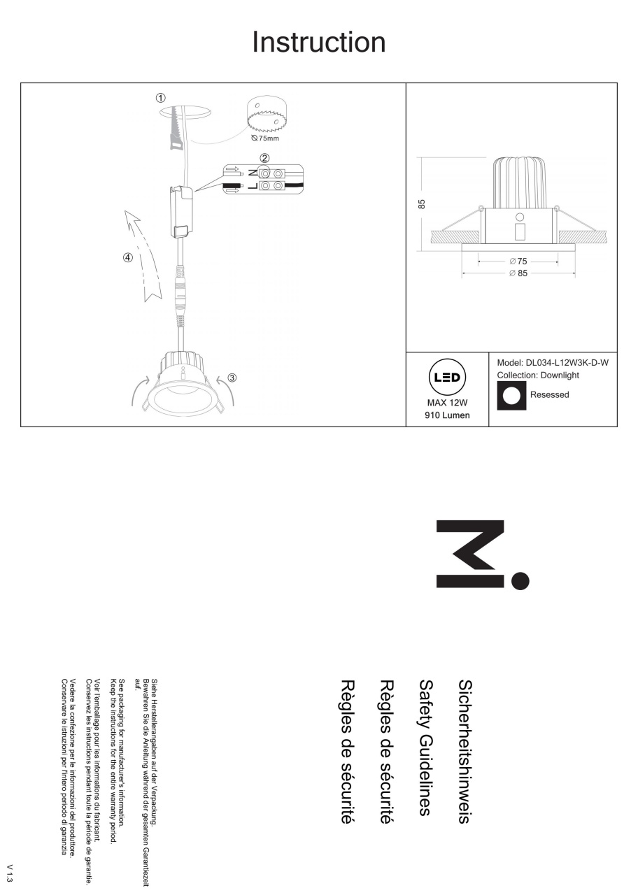 Spot LED 12W Incastrat, Dimabil, Maytoni, 910lm, Lumina Calda (3000K), Alb - 2 | YEO