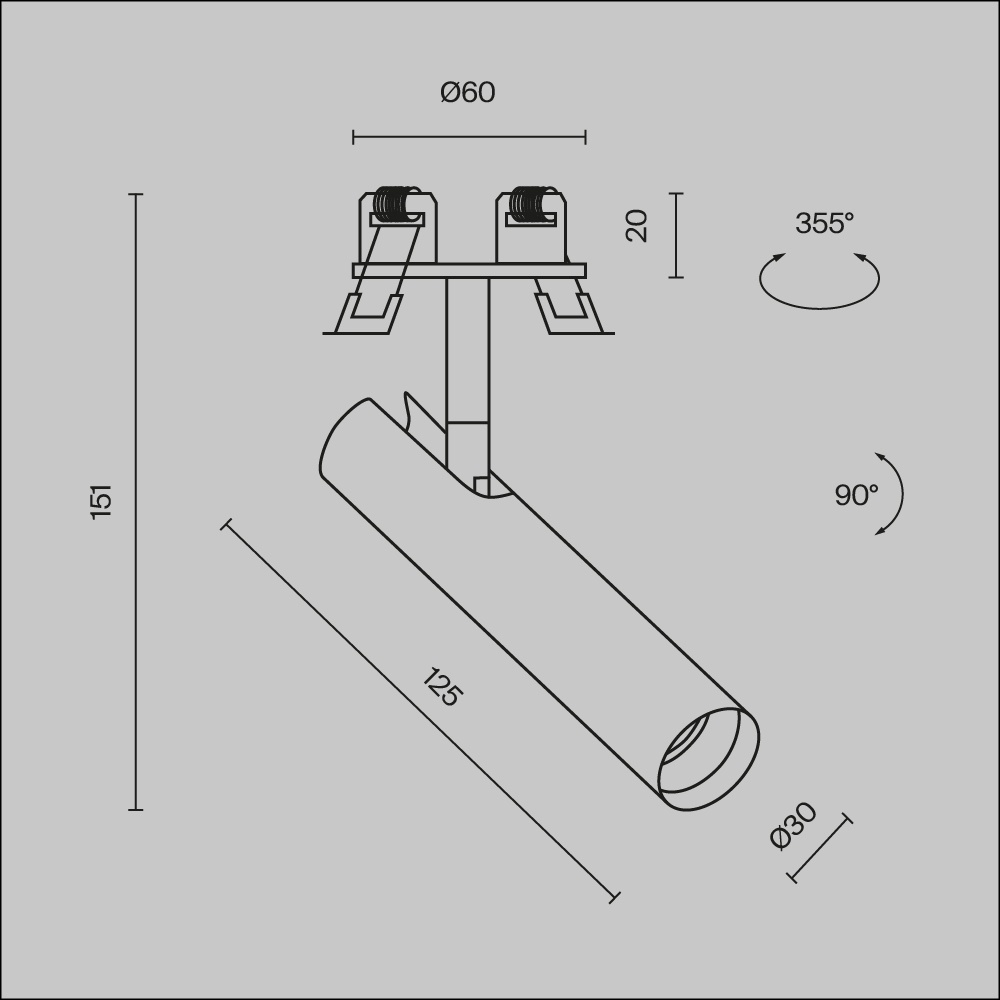 Spot LED 6W Incastrat, Maytoni, 270lm, Lumina Calda (3000K), Negru