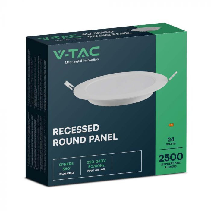 Spot LED 7869-VT, rotund, incastrat, 24W, 2640lm, lumina rece, IP20, alb, V-TAC