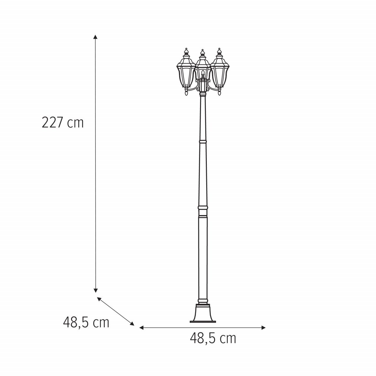 Stalp pentru exterior Baltimore, 3 becuri, dulie E27, negru, transparent, metal, sticla, Klausen - 2 | YEO