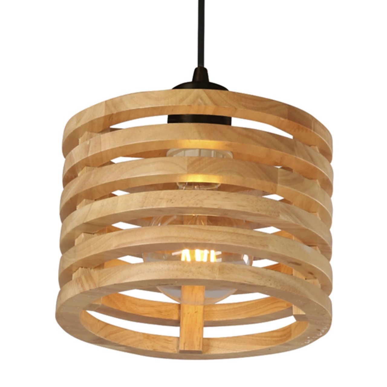 Suspensie Corvus KL6710, 2xE27, lemn natur + negru, metal + lemn, stil vintage industrial, Klausen - imagine 3