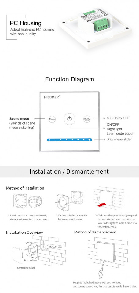 Telecomanda pentru benzi LED monocolor, IP20, Miboxer - 2 | YEO