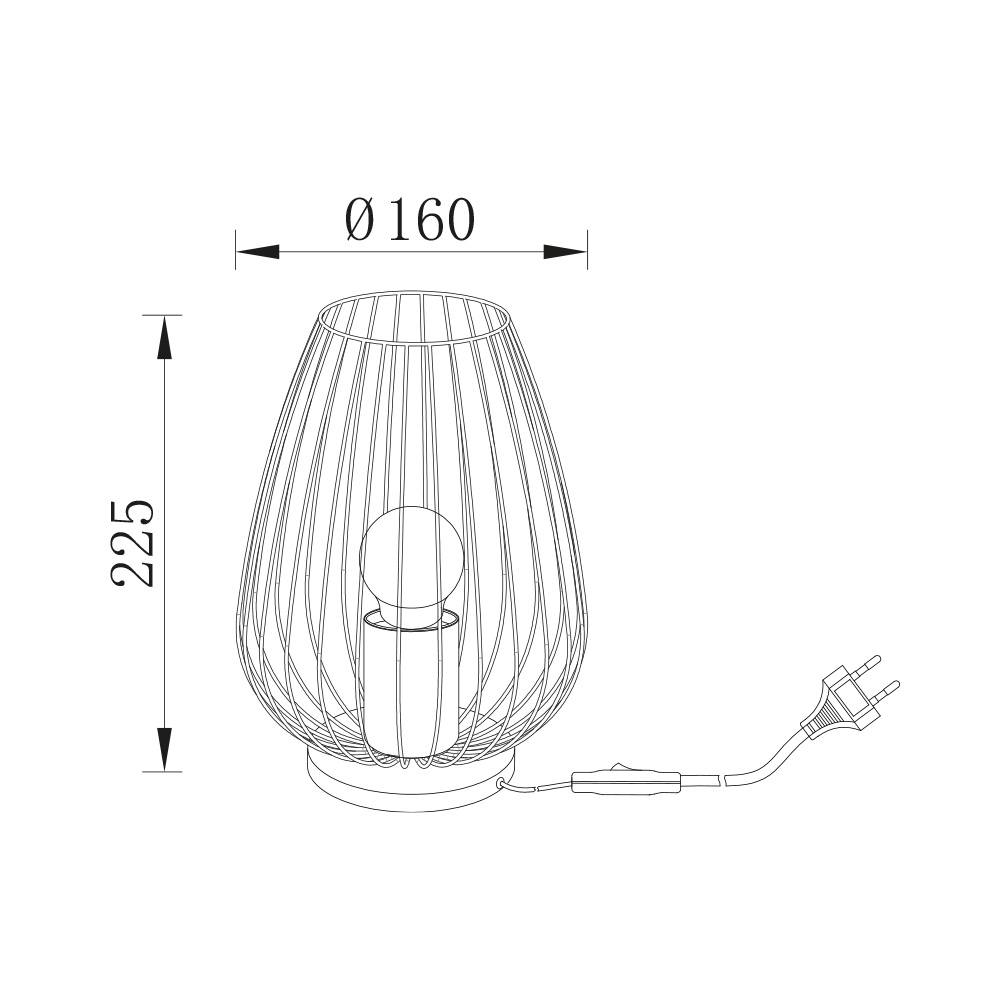 Veioza BR-BV03-00053, cu intrerupator, 1xE27, neagra, IP20, Braytron