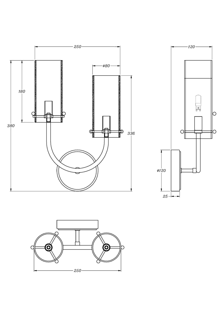 Aplica Arco MOD223WL-02BS, 2xG9, arama, IP20, Maytoni