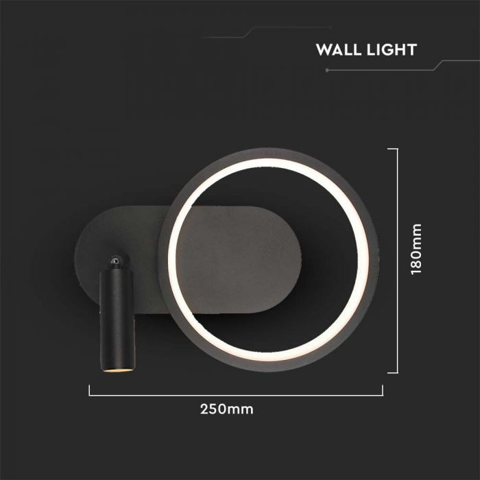 Aplica LED Designer 14982-VT, 12W, 1500lm, lumina neutra, IP20, neagra, V-Tac - 3 | YEO