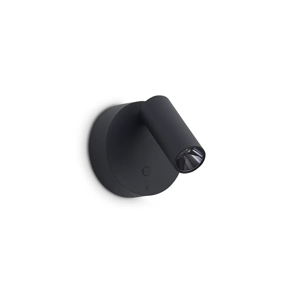 Aplica LED Elf 3W, lumina calda (3000 K), neagra, dimabila, Ideal Lux