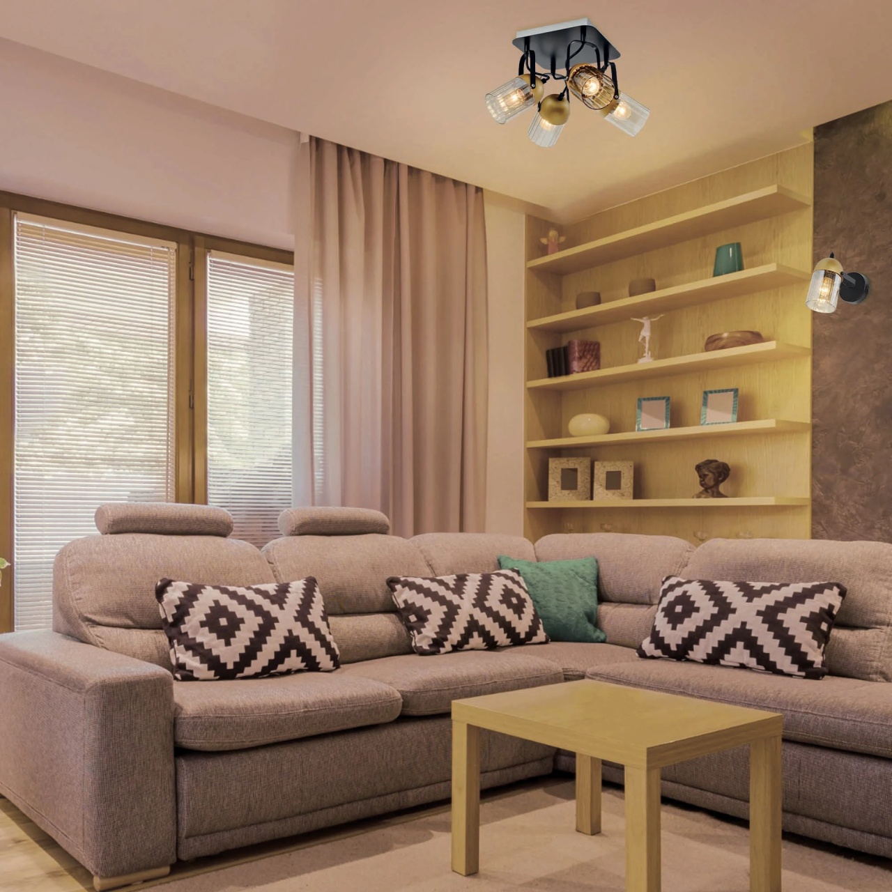 Aplica Rafad LY-3496, 1xE27, negru si auriu, sticla fumurie, stil industrial, IP20 - imagine 3