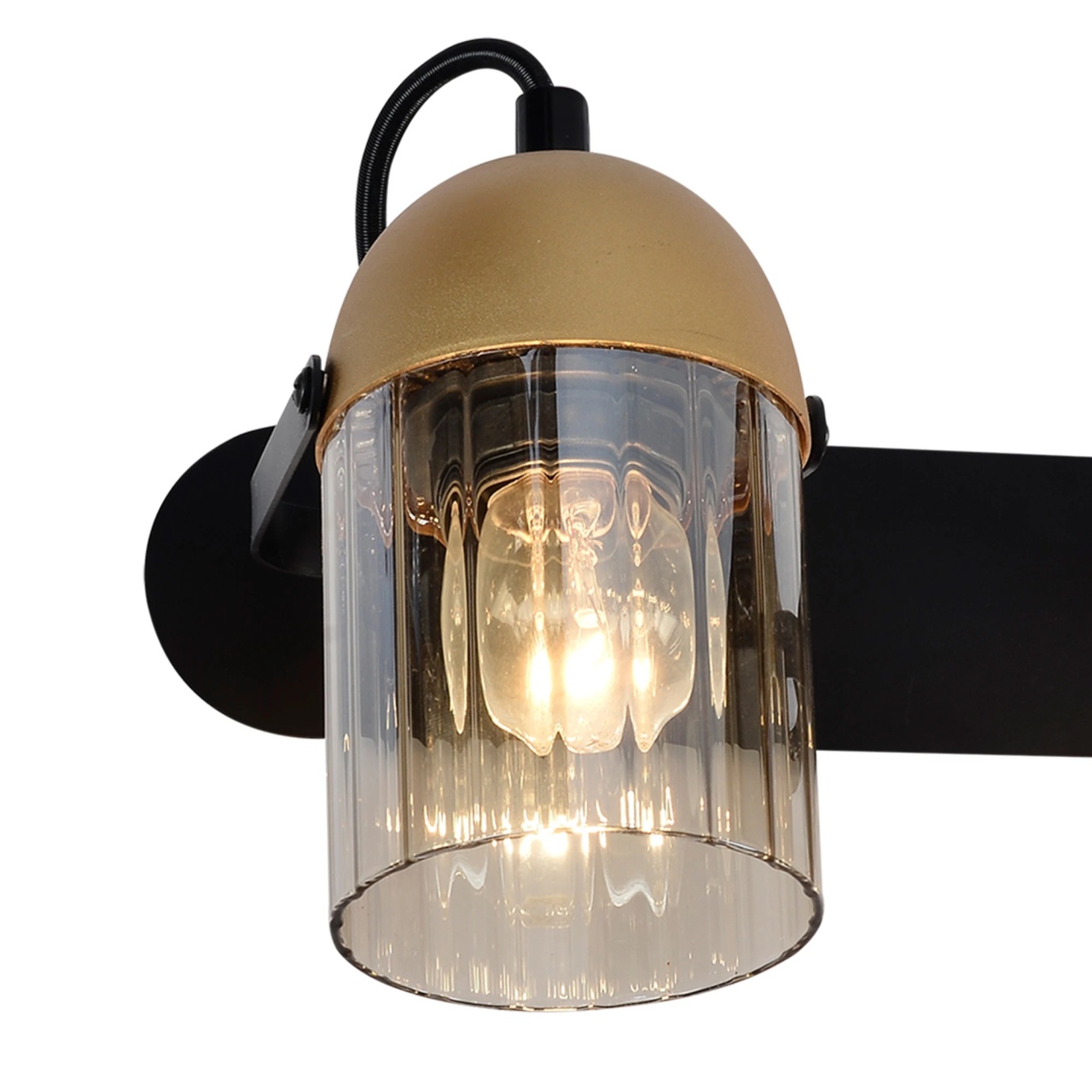 Aplica Rafad LY-3497, 2xE27, negru si auriu, sticla fumurie, stil industrial, IP20 - imagine 6