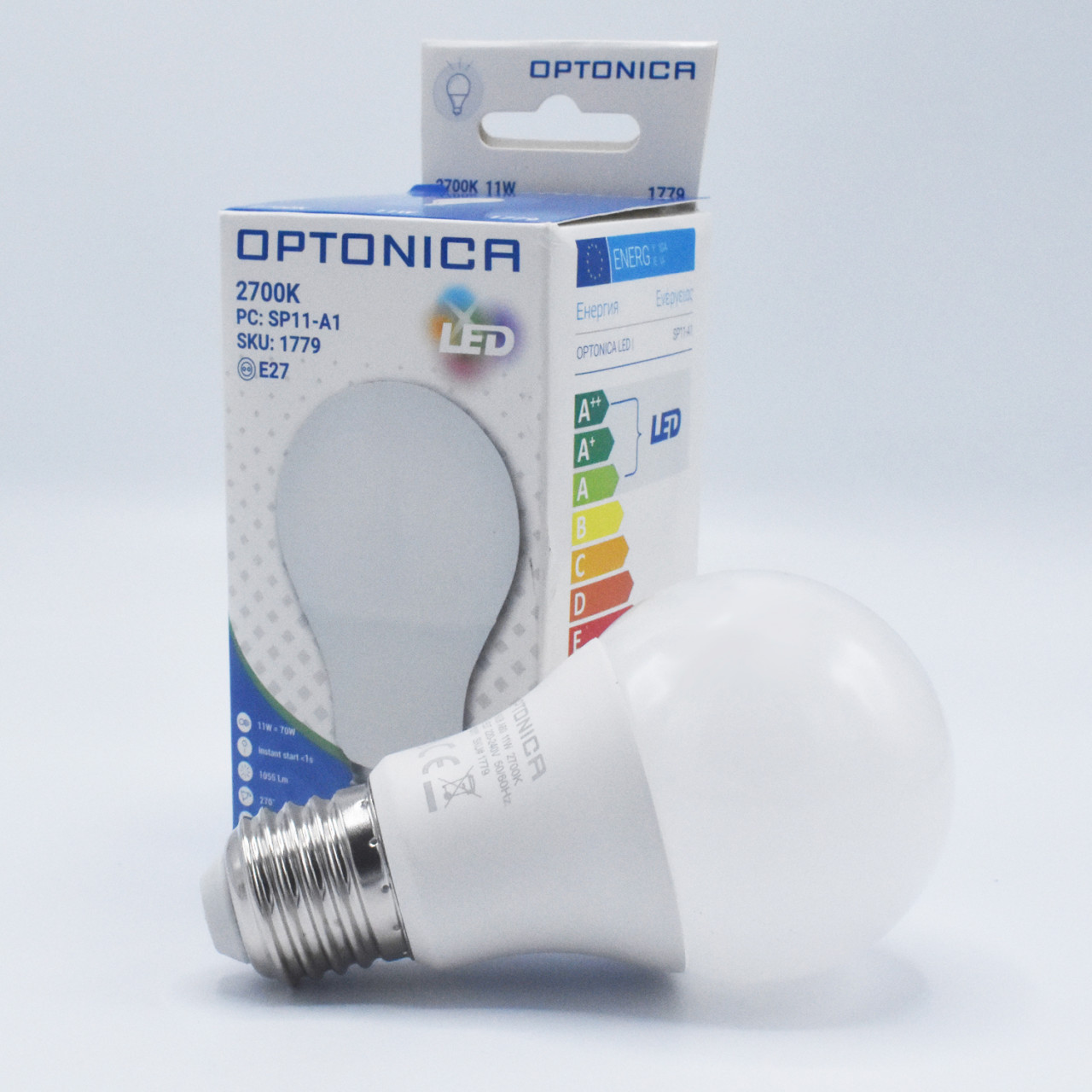 Bec LED 11W(70W) Optonica, A60, E27, 1055 lm, lumina calda (2700K), clasa energetica F - 1 | YEO