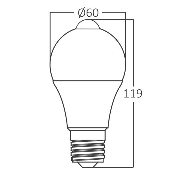 Bec LED 9W(60W) Braytron, E27, A60, 806 lm, 3000K, senzor miscare, clasa energetica F - 3 | YEO