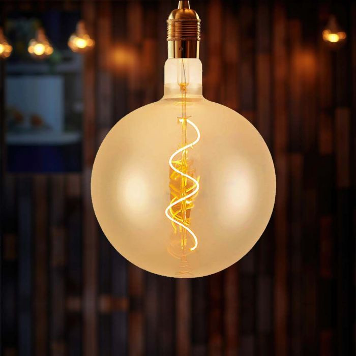 Bec LED decorativ filament spiralat V-TAC, 4W, lumina calda (2700K), 250 lm, clasa energetica G - 1 | YEO