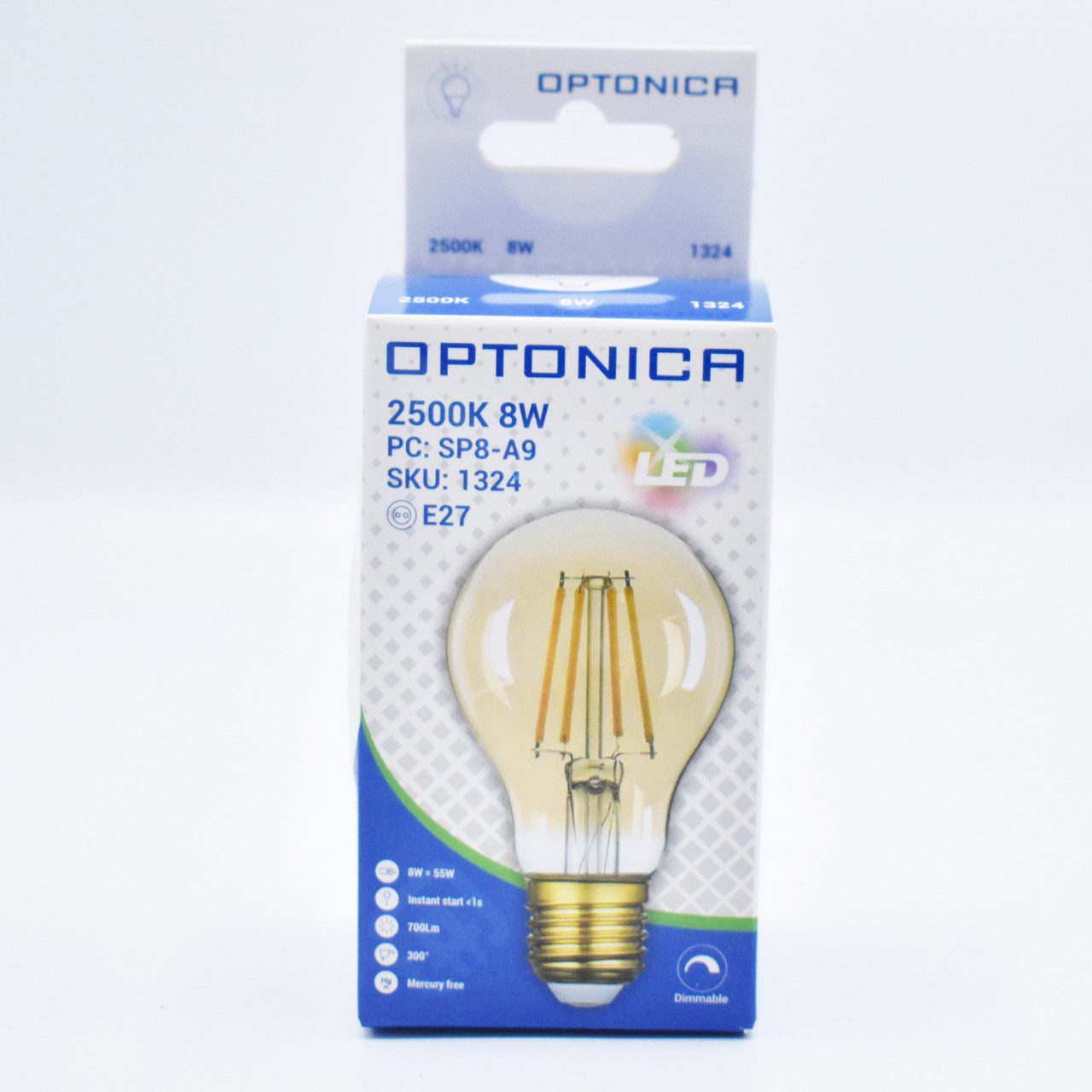 Bec LED Vintage dimabil Optonica, 8W(54W), 700 lm, lumina calda (2700K), clasa energetica F - 2 | YEO