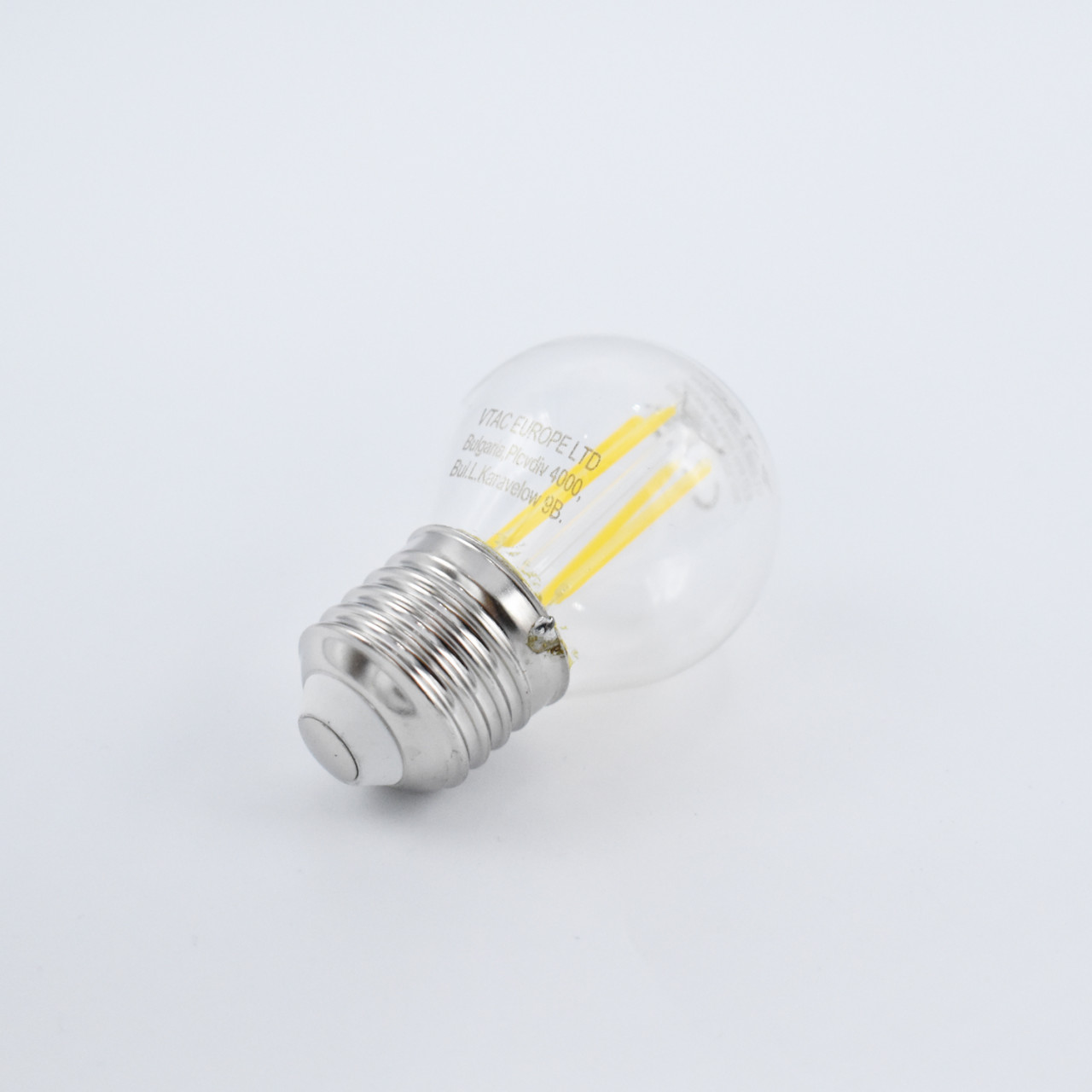 Bec LED Vintage filament V-TAC, 6W(45W), E27, G45, 600 lm, lumina neutra (4000K), clasa energetica F - 3 | YEO