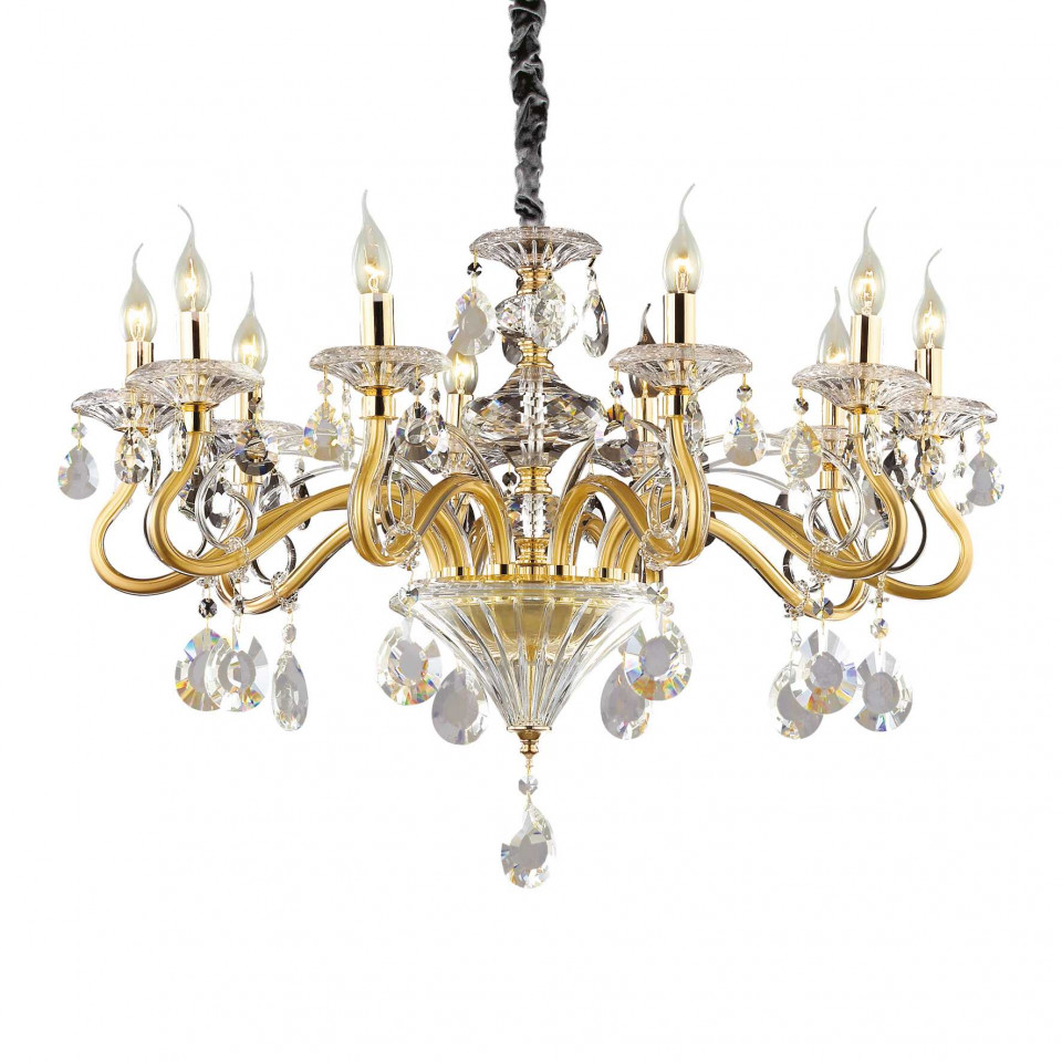 Candelabru Negresco 087771, 10x E14, auriu+transparent, IP20, Ideal Lux