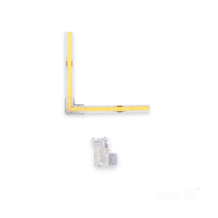 Conector L banda LED COB 8mm Kobi, IP20, transparent