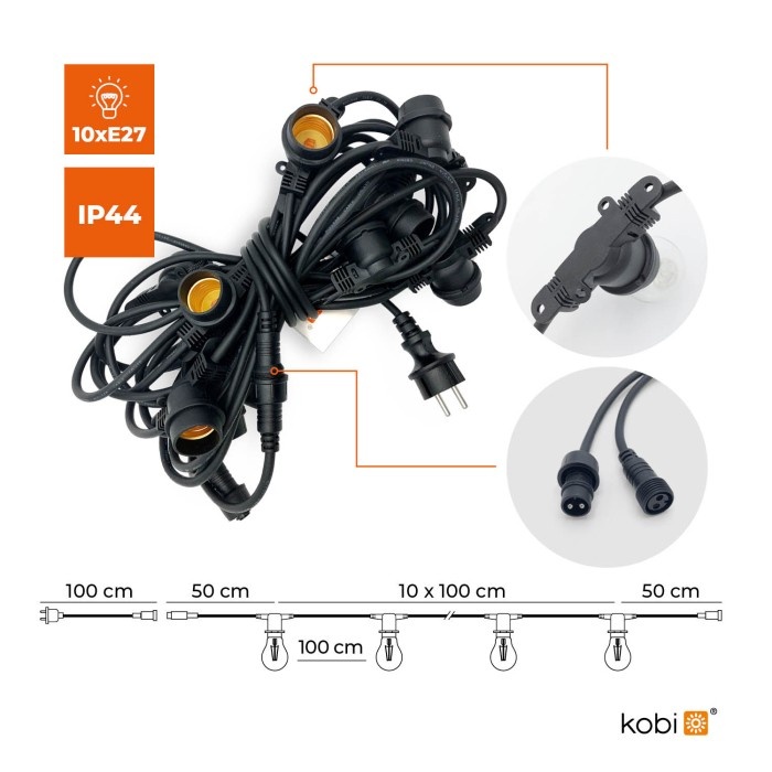 Ghirlanda luminoasa Mimosa, 10 becuri, 10 metri, dulie E27, protectie IP44