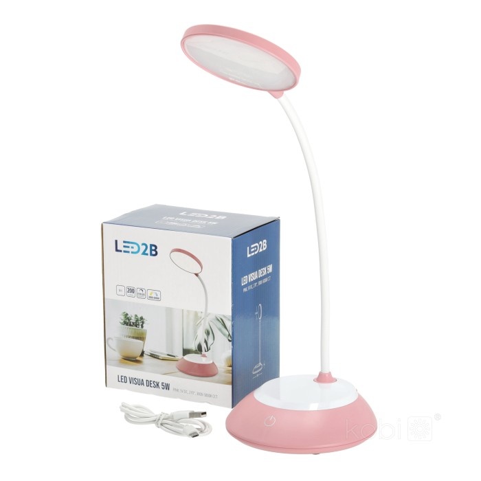 Lampa de birou LED Visua, 5W, temperatura de culoare ajustabila, plastic, roz, Kobi