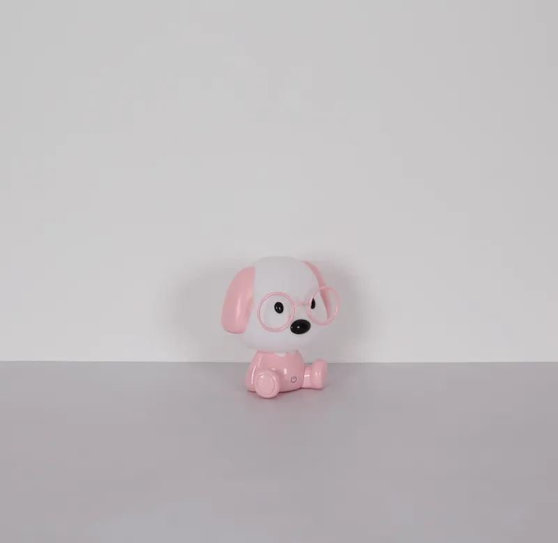 Lampa de veghe LED forma de catelus 1W, 32 lm, lumina calda (3000K), IP20, touch dimmer, roz mat/alb - imagine 6