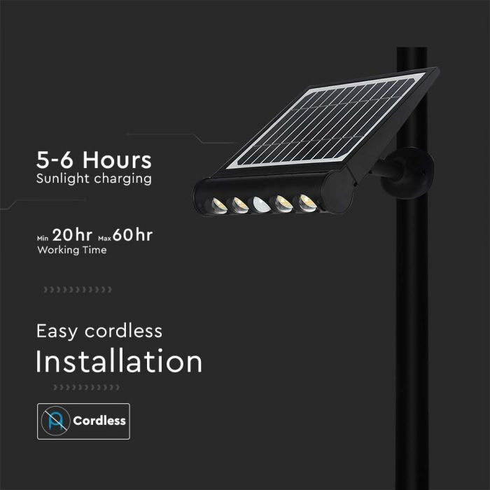 Lampa Solara cu senzor de miscare 8W, 950lm, IP65, Lumina neutra (4000K) V-TAC - 3 | YEO