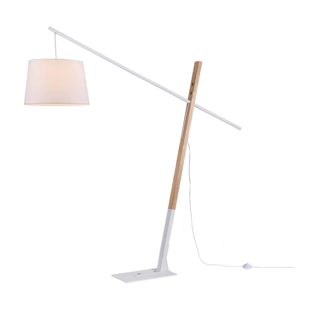 Lampadar Cali 107014, cu intrerupator, 1xE27, alb+natural, IP20, Klausen