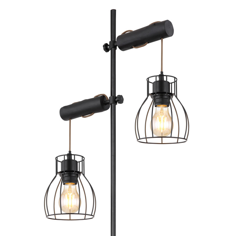 [Lichidare stoc]Lampadar Mina 15326-2SNB, cu intrerupator, 2xE27, negru mat, IP20, Globo