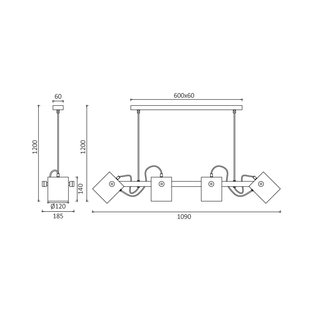 Lustra BR-BV02-00010, 4xE27, neagra+naturala, IP20, Braytron