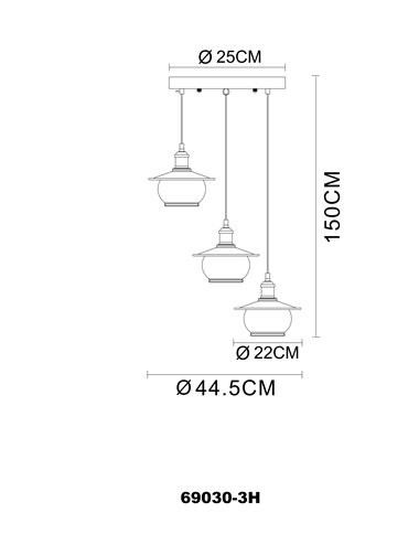 Lustra Nevis 69030-3H, 3xE27, bronz+transparenta, IP20, Globo