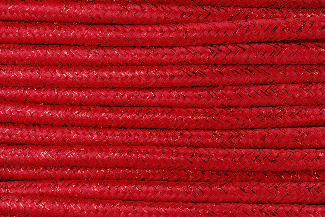Pachet 2m Cablu Textil rosu metalic 2x0,75