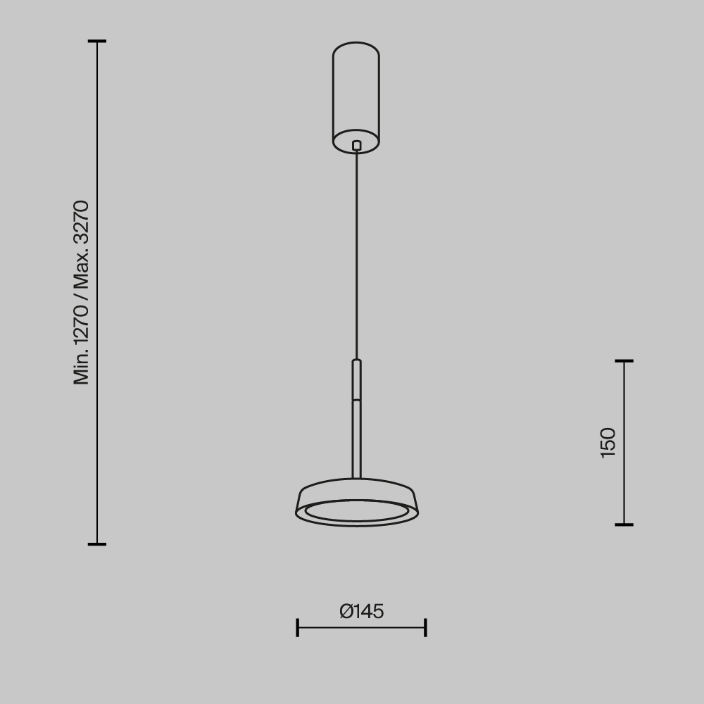 Pendul LED Ei MOD041PL-L15TR3K, 12W, 650lm, lumina calda, IP20, negru, Maytoni