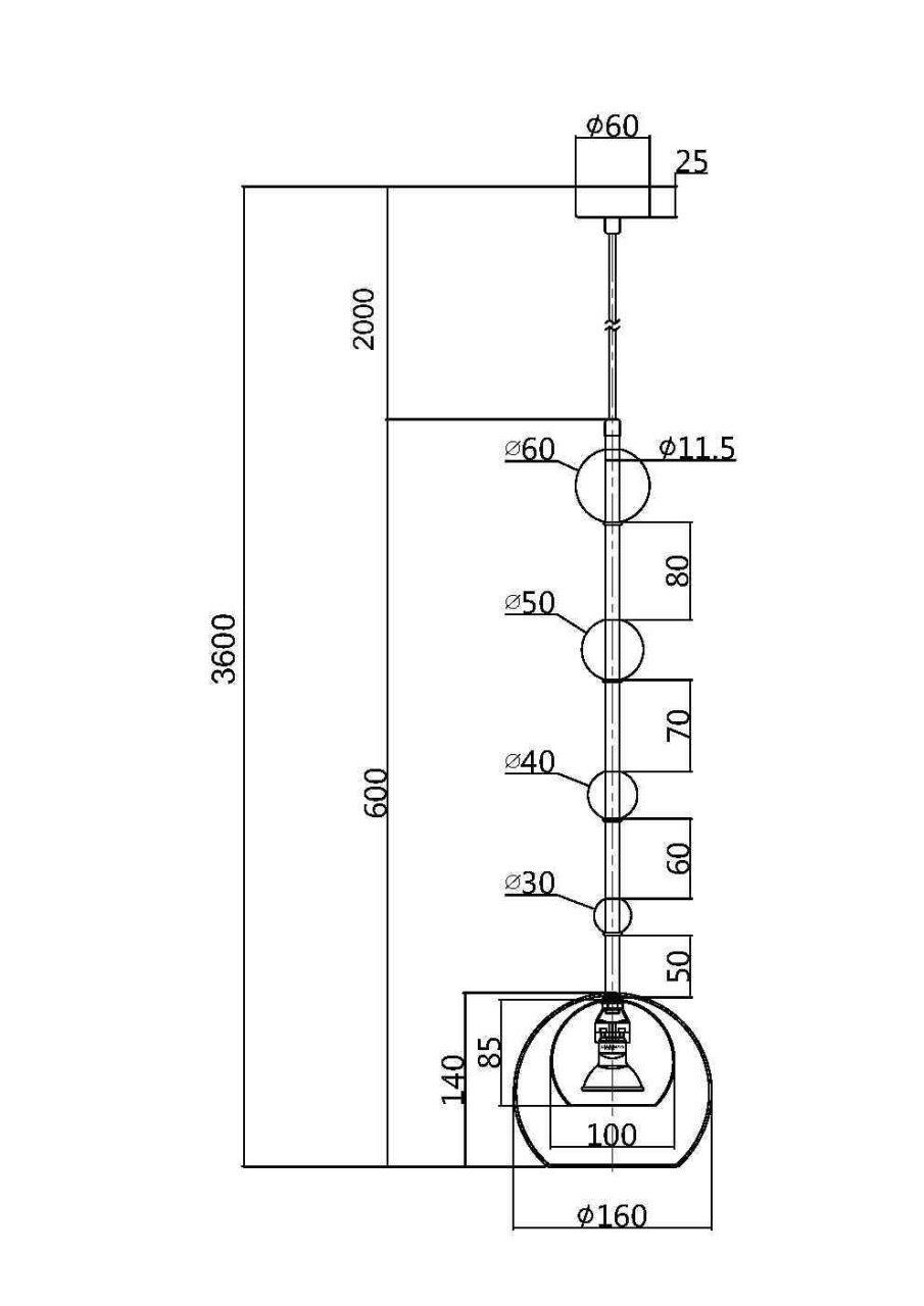 Pendul Ros MOD227PL-01B1, 1xGU10, negru+auriu, IP20, Maytoni - 2 | YEO