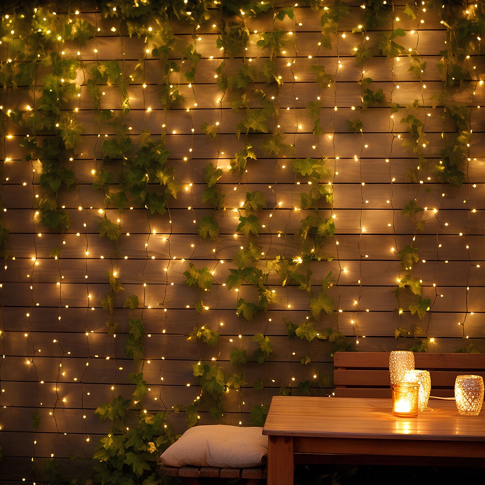 Perdea luminoasa 15 leduri, 1.5m, lumina albastra, IP44, cablu alb, 1W/set, Braytron - imagine 2