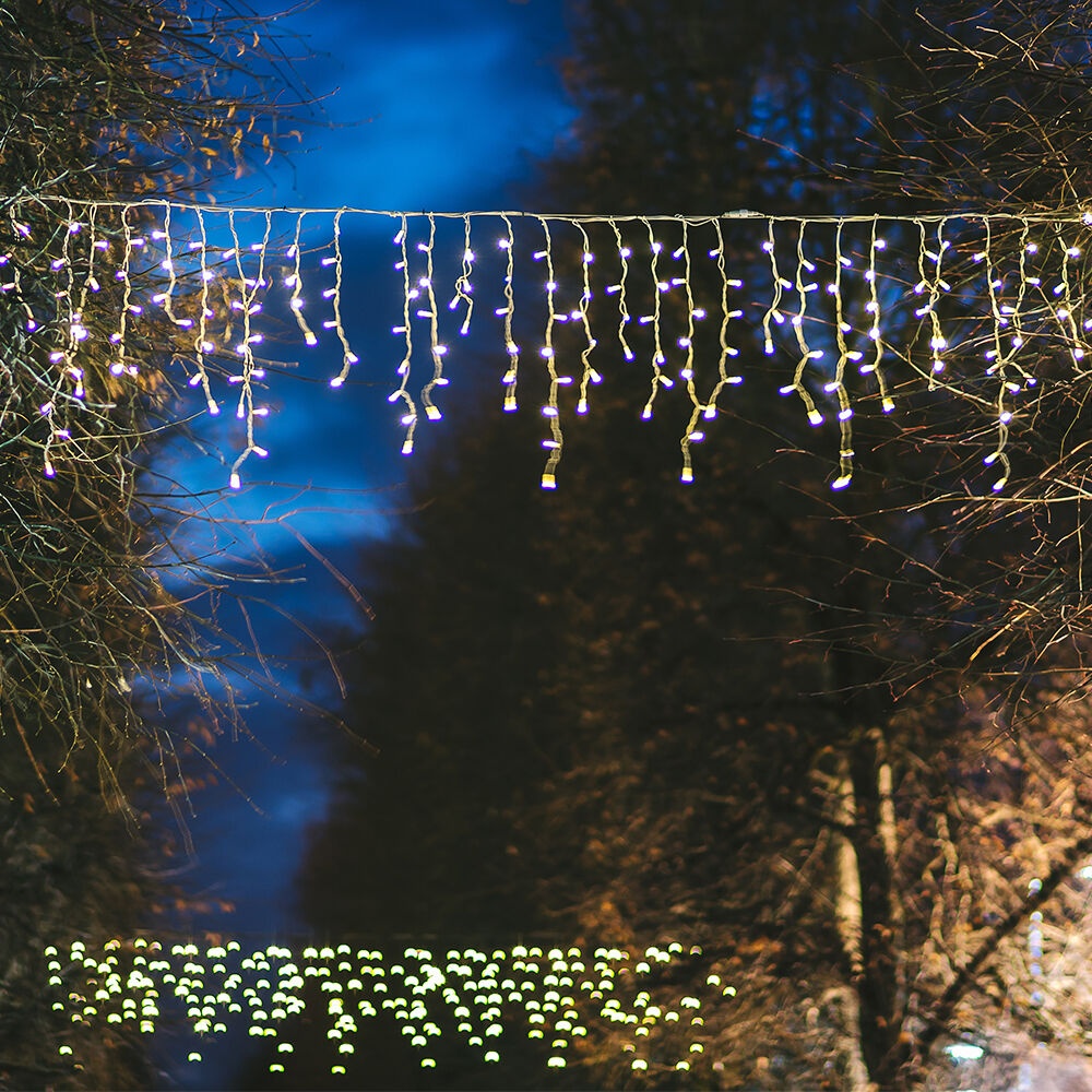 Perdea luminoasa 56+8 leduri, 1.6m, lumina rosie, IP44, cablu alb, 4W/set, Braytron