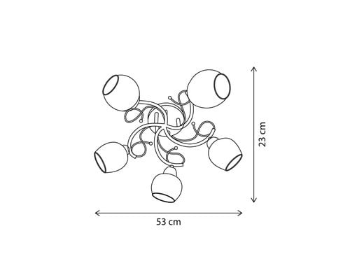 Plafoniera Kano KL100042, 5xE27, neagra, IP20, Klausen