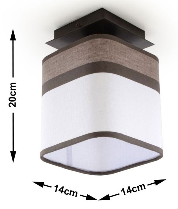 Plafonieră LATTE 1 – metal și material textil, 1×E27, design compact - 2 | YEO