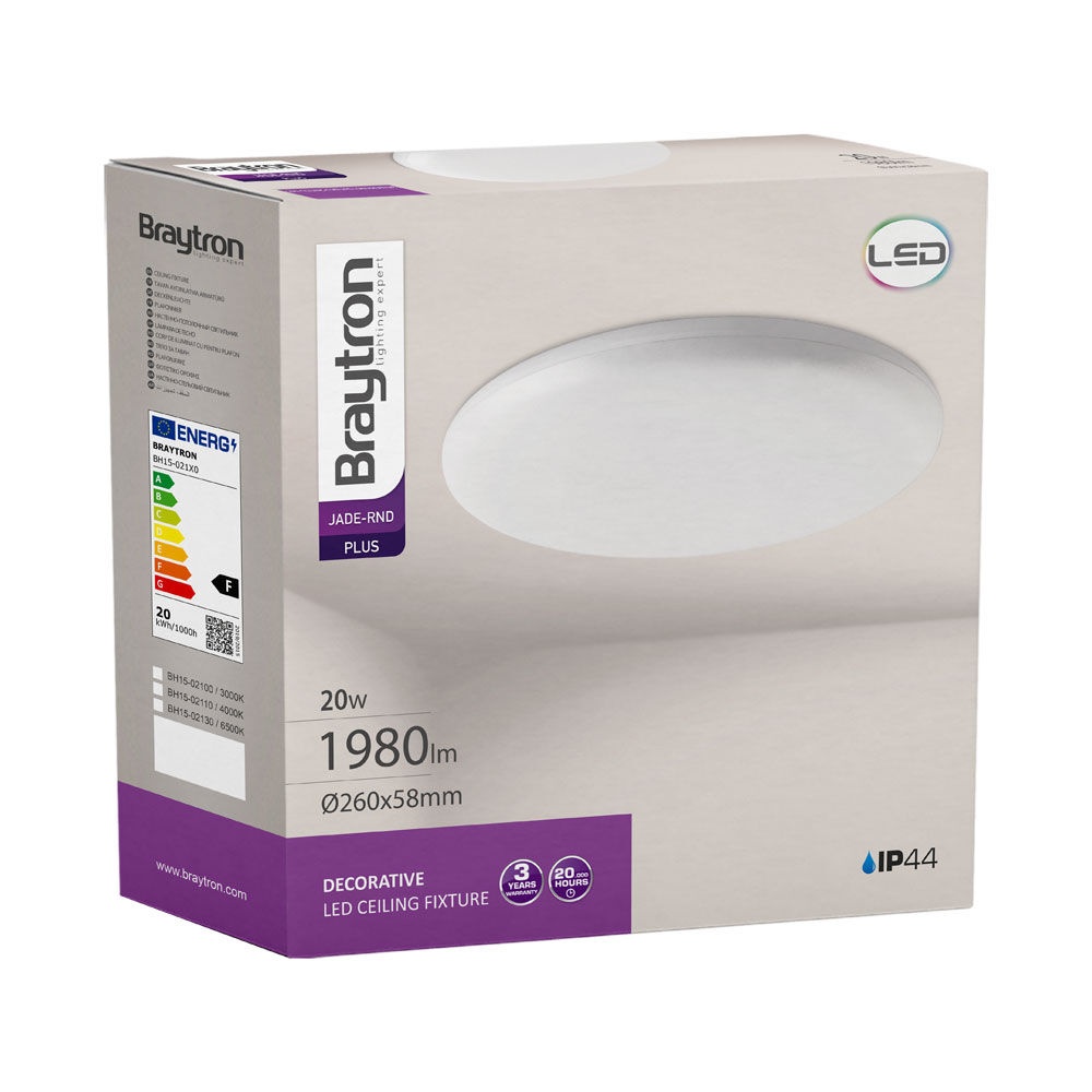 Plafoniera LED Jade 20W, lumina neutra (4000 K), IP44, Braytron - imagine 6