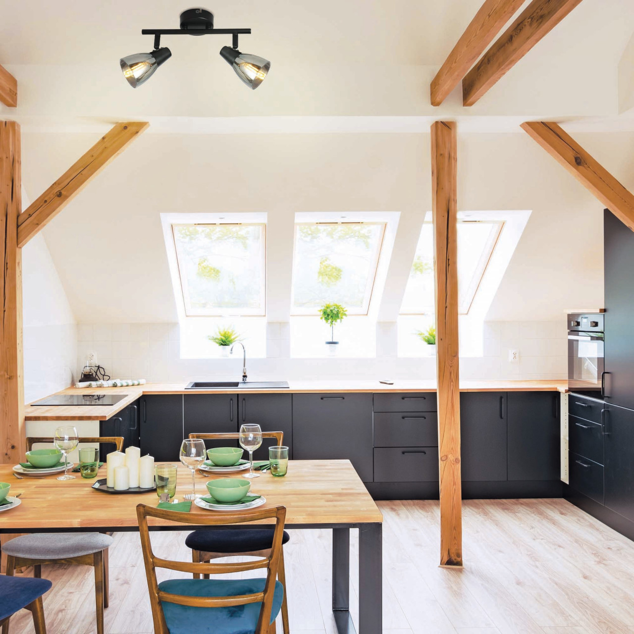 Plafoniera Parry KL162003, 2xE14, neagra+fumurie, IP20, Klausen - imagine 5