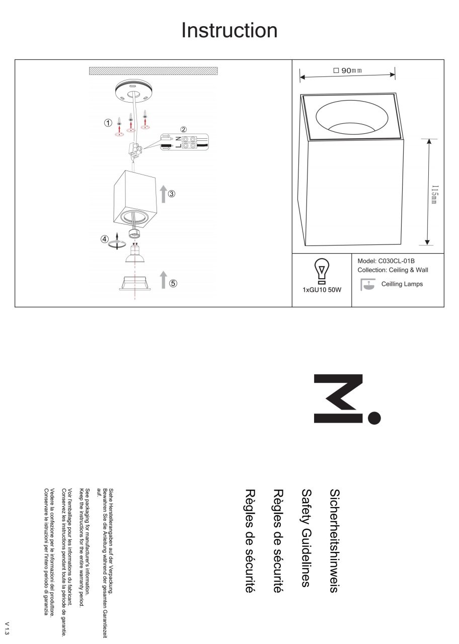 Plafoniera Zoom C030CL-01B, 1xGU10, neagra, IP65, Maytoni - 3 | YEO