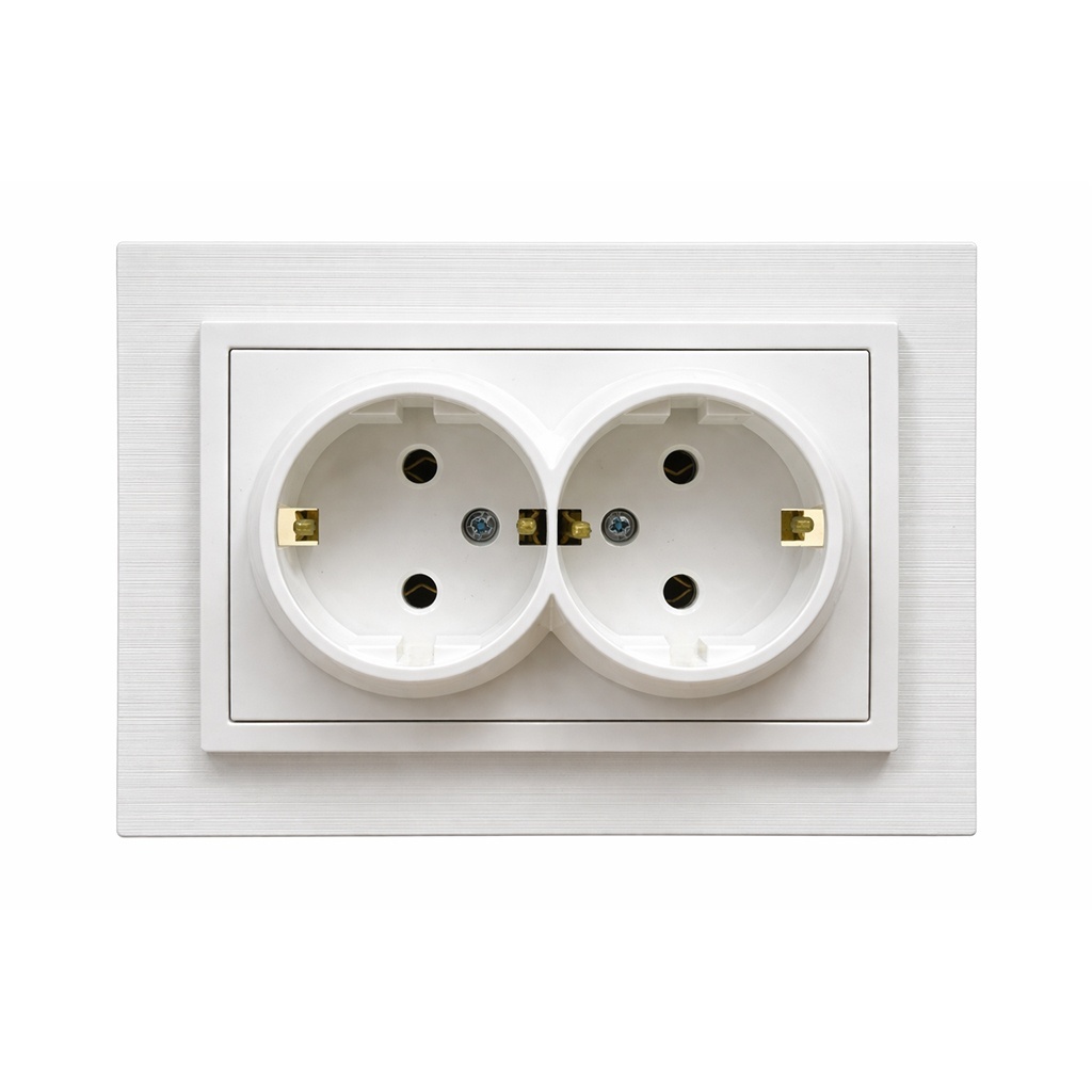 Priza dubla cu impamantare, alba, 16A, Olbia Titan - imagine 3